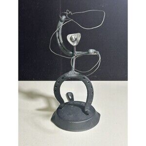 Horseshoe Cowboy Metal Sculpture Art Country Cottage Core Horse Western 13”